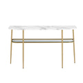 Modern Minimal Curved Faux Marble Entry Table Grey Vein Cut Marble Gold Marble Mdf Mdf
