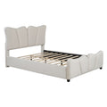 Full Size Upholstered Platform Bed Velvet Upholstered Bed, Beige Full Beige Velvet