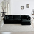 Free Combination Comfy Upholstery Modular Oversized L Shaped Sectional Sofa With Reversible Ottoman, Black Chenille Black Chenille 3 Seat