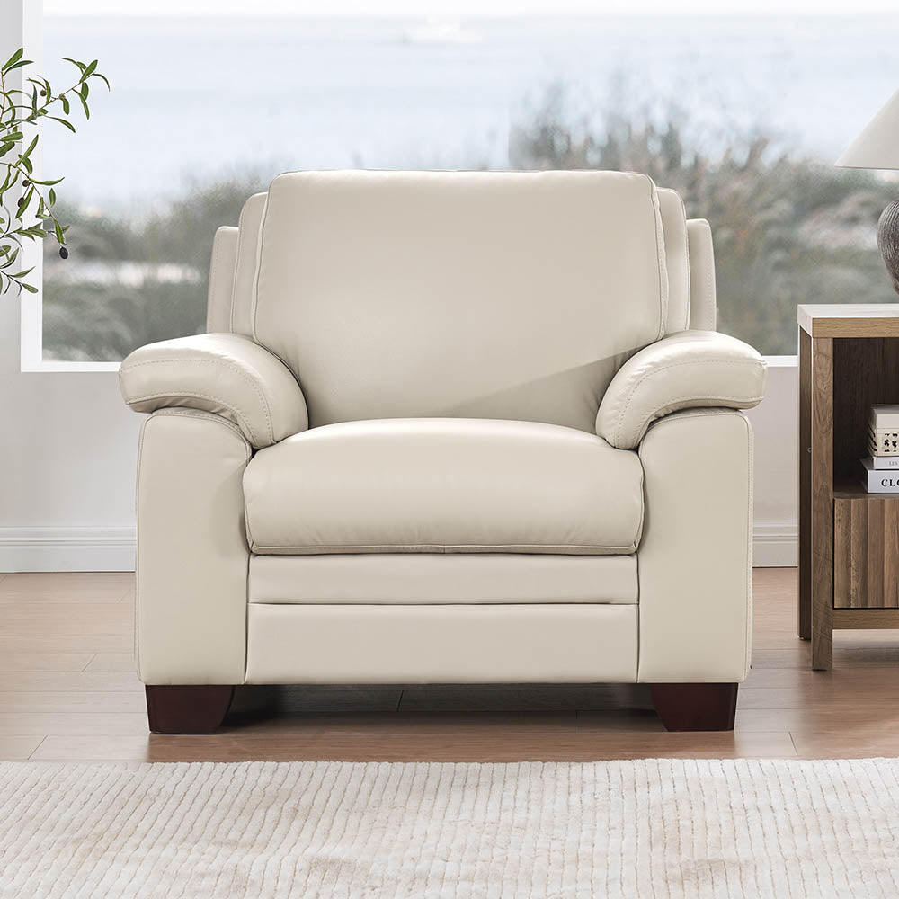 Magnum Leather Chair Beige Memory Foam Genuine Leather