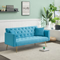 71 Inch Convertibleseat Sofa, American Retro, Light Blue Velvet, Suitable For Small Living Room, Bedroom, Office Light Blue Velvet 2 Seat