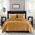 3 Piece Velvet Quilt Set Mustard King Cal King King Mustard Cotton