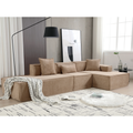 Modular Combination Sofa Set, Modern Minimalist Sofa, Free Installation Sofa, L Shaped, Italian Minimalist Tofu Block Sofa, Right Hand Facing,Terrycloth Fabric,Light Brown Light Brown Polyester Primary Living Space Soft Modern Polyester 3 Seat