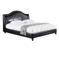 Wooden California King Size Bed Withpadded Headboard And Footboard, Black King Black Faux Leather