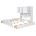 Full Size Platform Bed With Storage Headboard And 4 Drawers, White Box Spring Not Required Full White Wood Bedroom Bed Frame Solid Wood Mdf