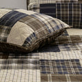 3 Piece Reversible Printed Quilt Set Black Brown Full Queen Black Brown Microfiber