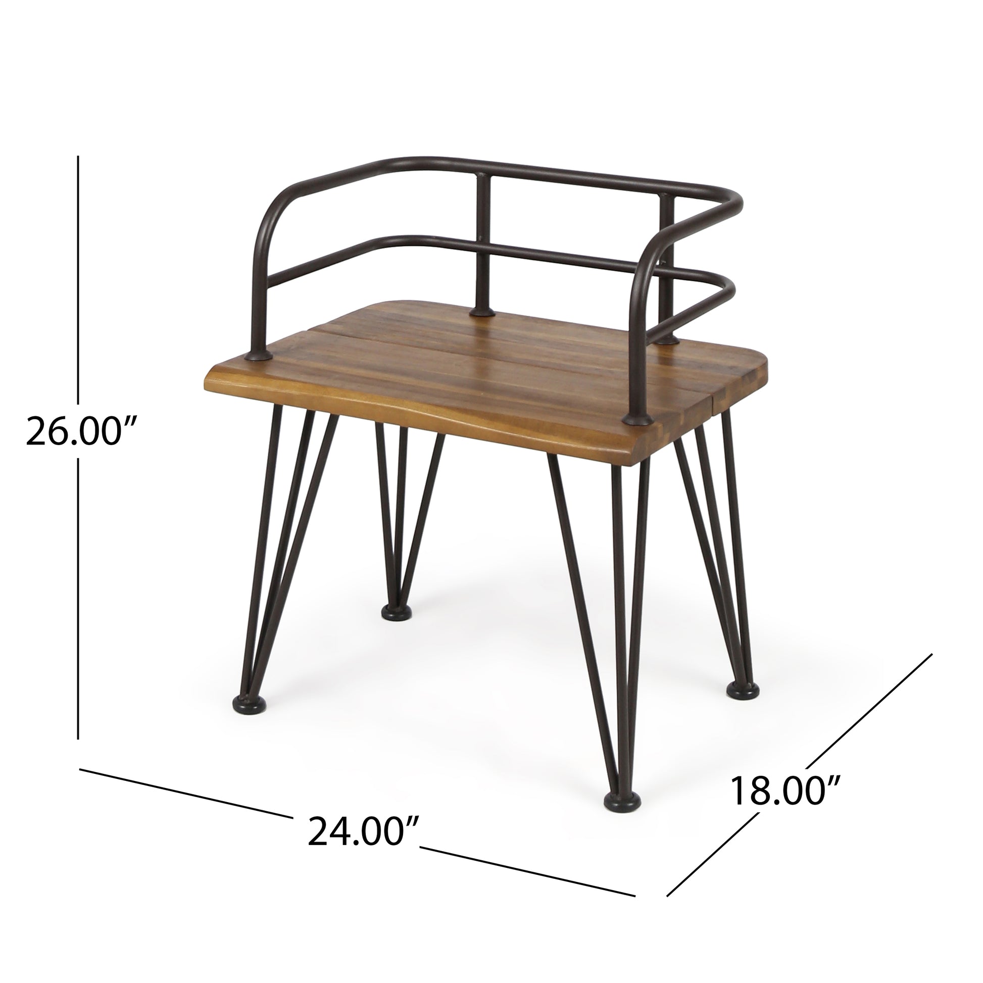 Zion Industrial Wood And Metal Chair Teak Metal & Wood