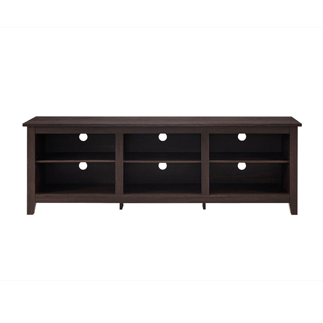 Modern Transitional 3 Shelf Open Storage 70" Tv Stand For 80" Tvs Espresso Espresso Mdf