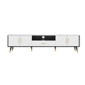 71'' Modern Tv Stand With 2 Cabinets& Open Compartments, Entertainment Center For Tvs Up To 80'', Television Console For Living Room, Bedroom, Home Theatre White Black Primary Living Space 70 79