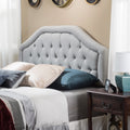 Upholstered Headboard, Diamond Tufted Design For Full Size Bed, Arched Structure, Easy Assembly, Light Grey Light Grey Fabric
