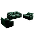 Luxurious And Sophisticated Sofa Set With Soft Cushions And Pillows, Sofa Set For Living Rooms And Clubs As Well As Home Theaters, Consisting Of Two Single Sofas And A 2 Seaters Sofas Ingreen Corduro Green Corduroy 4 Seat