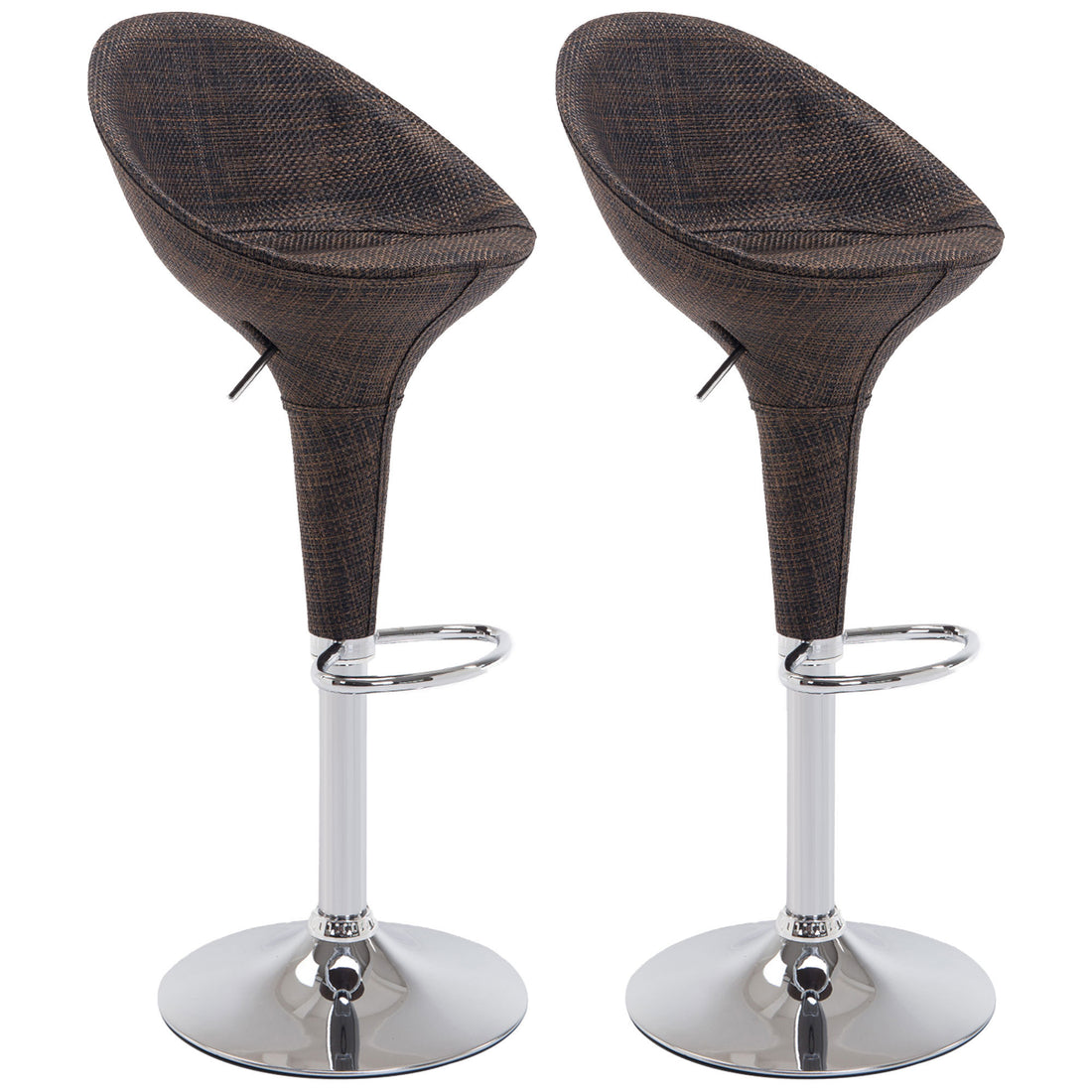 Homcom Adjustable Bar Stools Set Of 2, Rattan Bar Height Barstools With Swivel For Pub Counter Kitchen Brown Steel