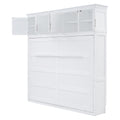 Full Size Murphy Bed Wall Bed With Top Cabinets,White Full White Plywood