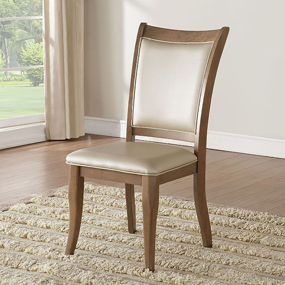 Beige And Grey Oak Side Chair With Tapered Leg Set Of 2 Solid Beige Brown Gray Dining Room Foam Modern Side Chair Acacia Solid Back Set Of 2 Faux Leather
