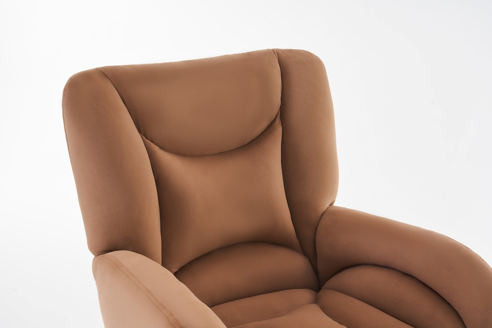 005 Velvet Fabric 360 Swivel Home Office Chair With Gold Metal Base And Universal Wheels,Coffee Solid Coffee Office Sponge Wipe Clean Modern Office Chairs Tufted Back Foam Swivel Velvet