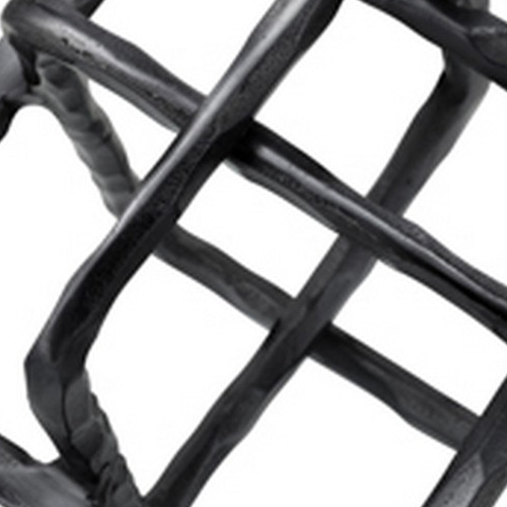 10 Inch Metal Accent Decor With Square Inters, Gray Gray Metal