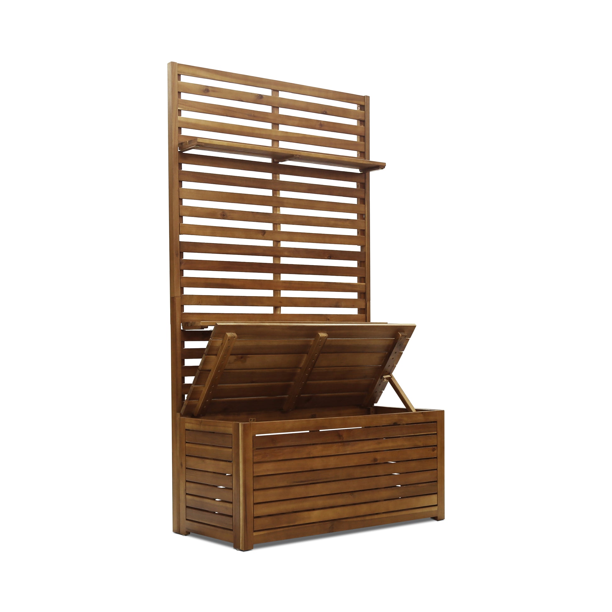 Sylmar Storage Bench With Rack Teak Acacia Wood
