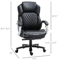 Vinsetto Big And Tall Executive Office Chair With Wide Seat, Computer Desk Chair With High Back Diamond Stitching, Adjustable Height & Swivel Wheels, Black Black Pu Leather