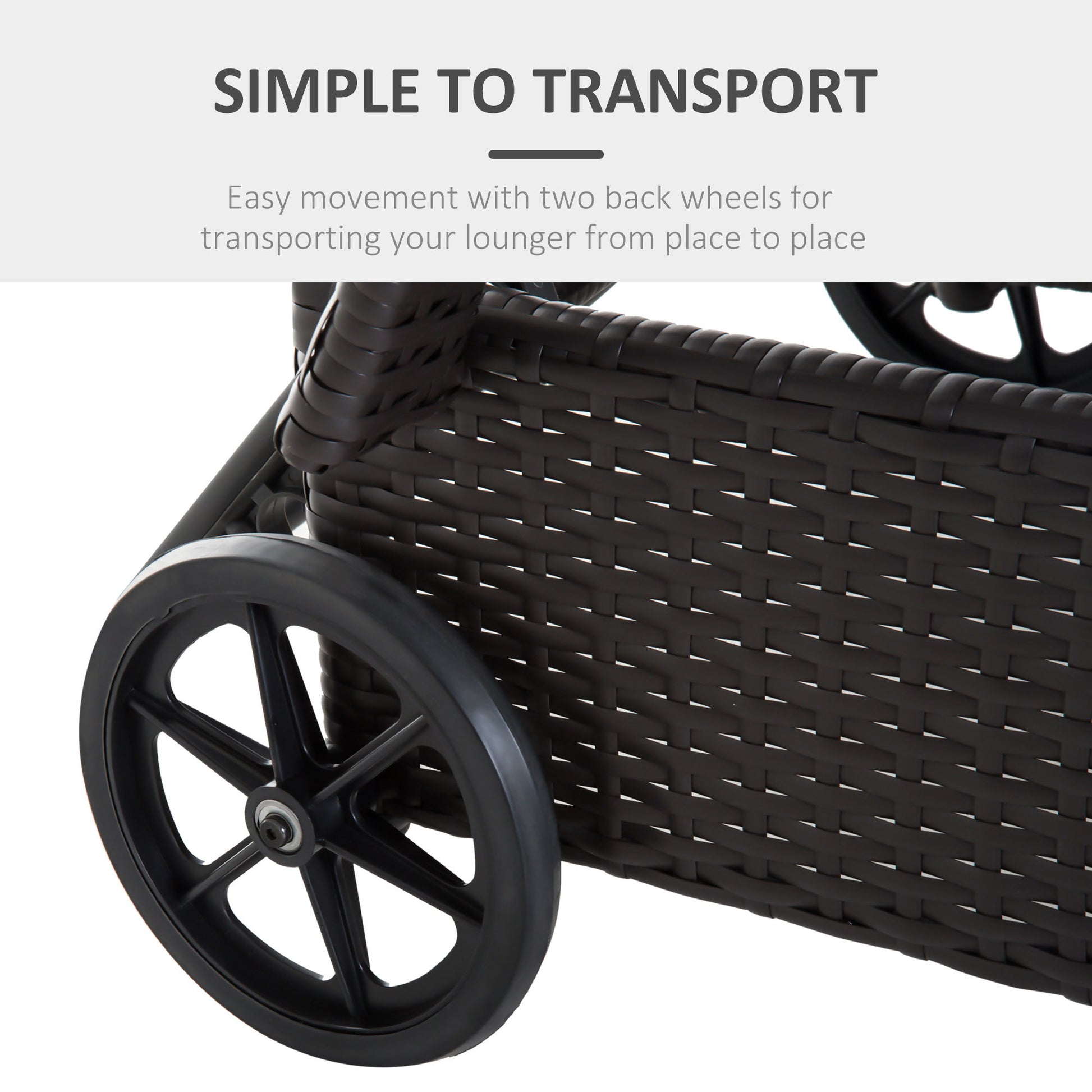 Outsunny Wicker Outdoor Chaise Lounge, 5 Level Adjustable Backrest Pe Rattan Pool Lounge Chair With Wheels, Cushion & Headrest, Dark Coffee And Cream White Colorful Rattan