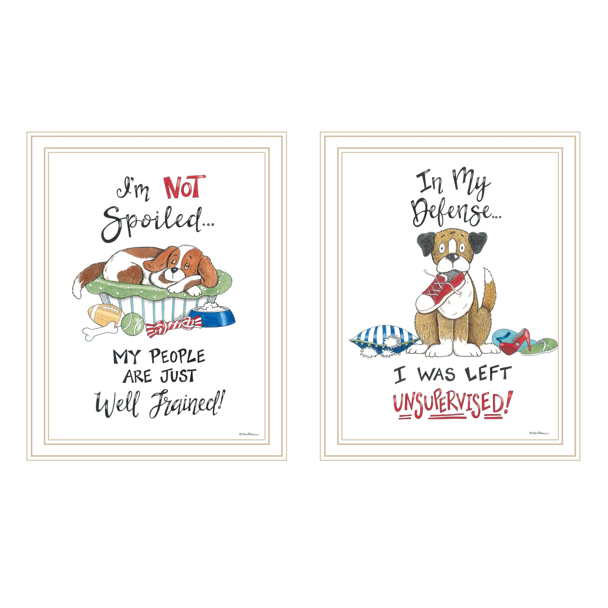 2 Piece Vignette I Was Left Unsupervised White Framed Wall Art For Living Room, Bedroom Wall Art Print For Home Decor By Deb Strain Multicolor Wood Paper