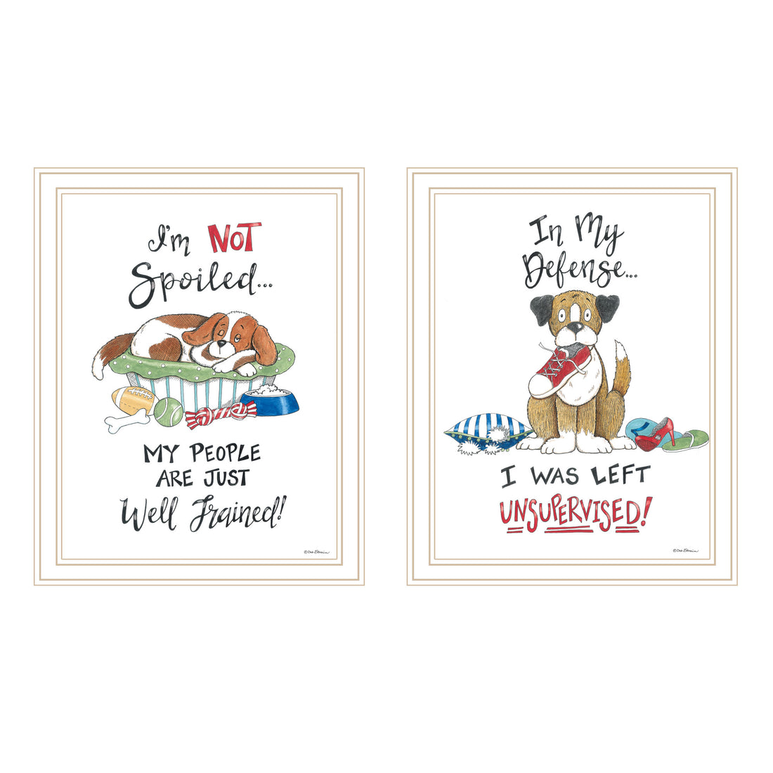 2 Piece Vignette I Was Left Unsupervised White Framed Wall Art For Living Room, Bedroom Wall Art Print For Home Decor By Deb Strain Multicolor Wood Paper