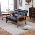 Coolmore Mid Century Modern Solid Loveseat Sofa Upholstered Pu Leather Loveseat, 2 Seat Upholstered Loveseat Sofa Modern Couch Black Pu Pu Leather 2 Seat
