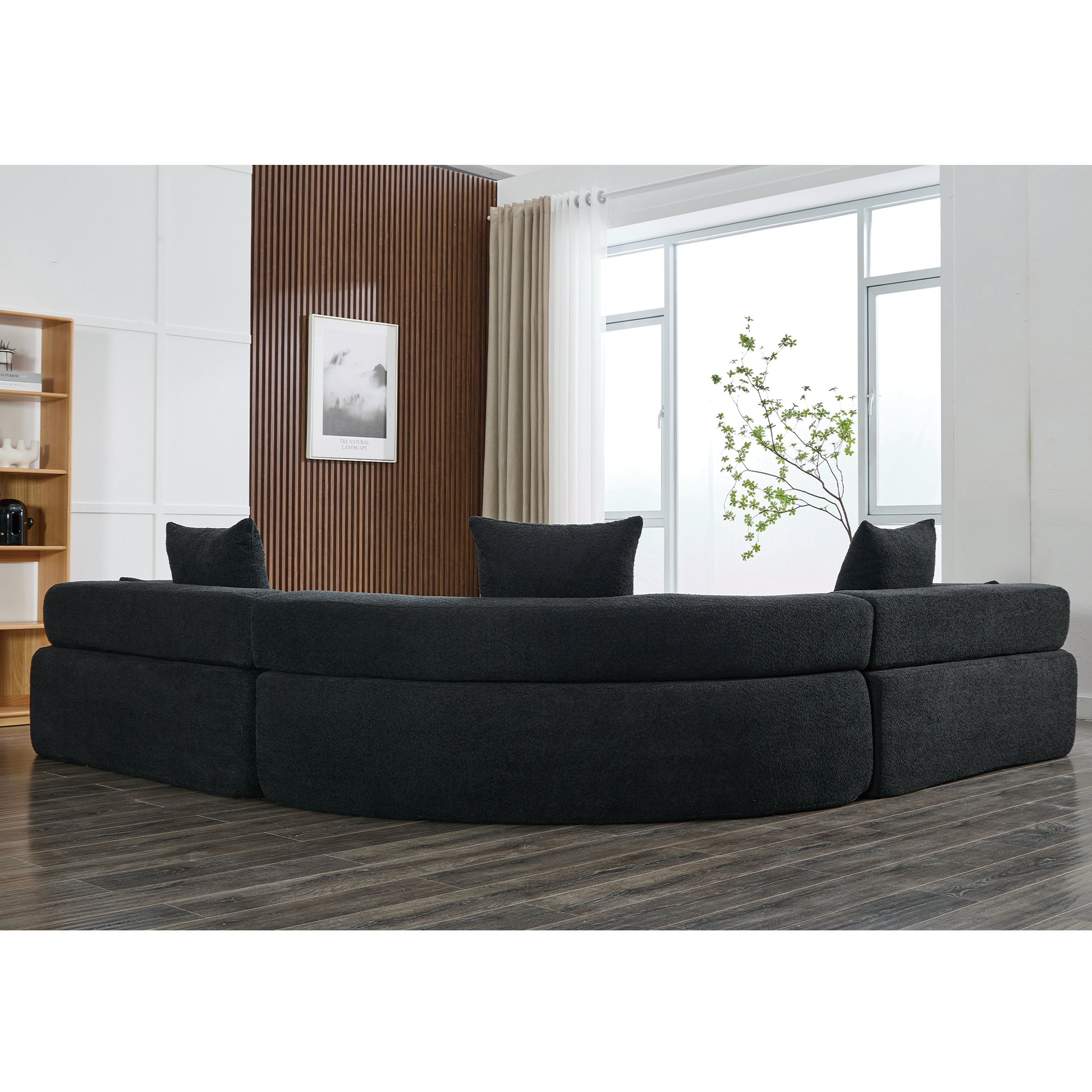 Arrived Oversized Combination Sofa,Curved Sofa,Upholstered 4 Seater Couch For Living Room, Modern Modular 3 Piece Free Combination, Semicircular Modular Sofaboucle, Black Black Polyester Primary Living Space Soft Tight Back Modern Square Arms Foam