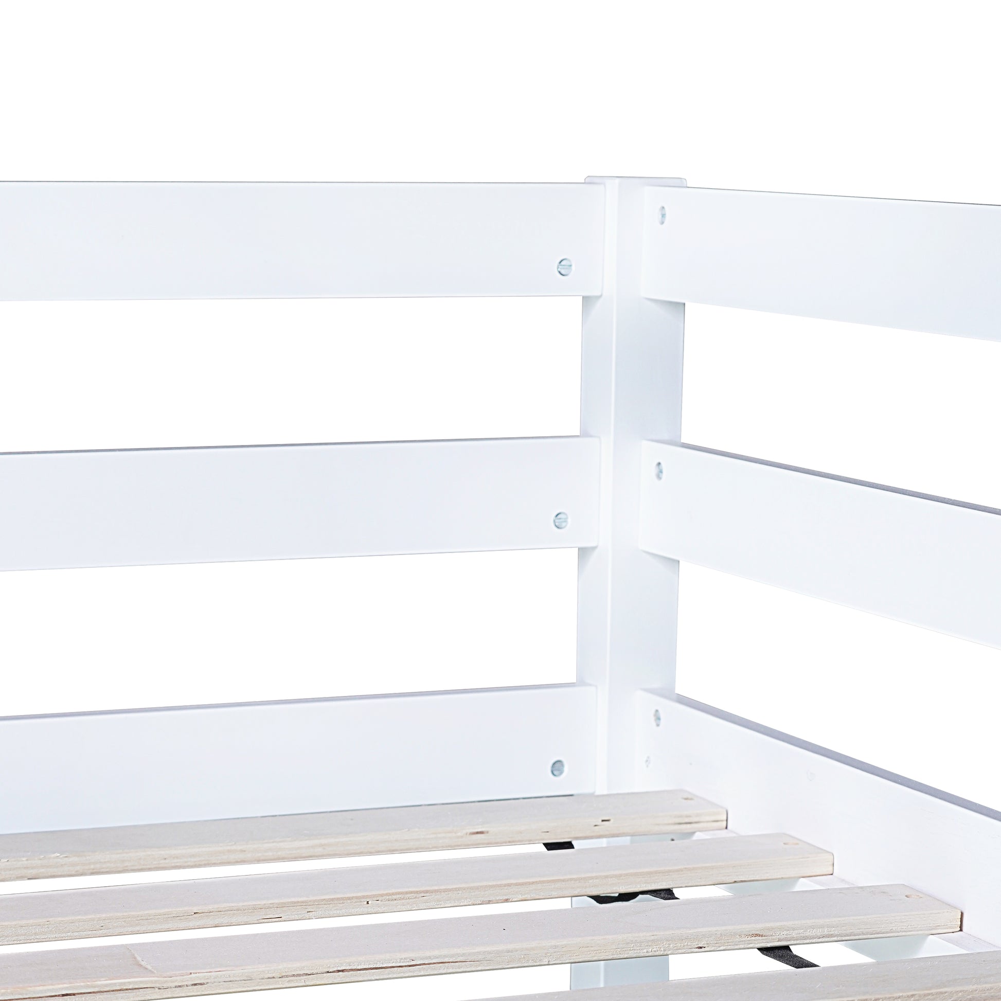 Twin High Loft Bed, Rubber Wood Loft Bed With Safety Guardrail, Built In Desk, Ladder,White Twin White Rubber Wood
