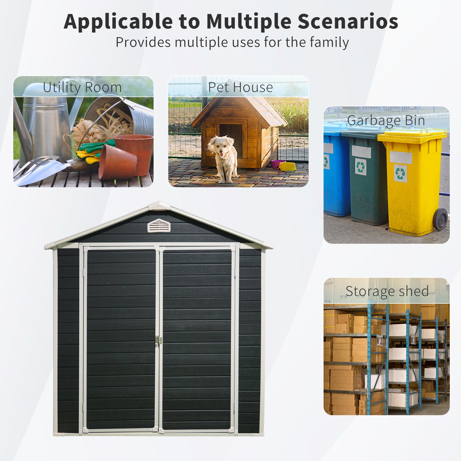 6X8Ft Resin Outdoor Storage Shed Kit Perfect To Store Patio Furniture,Black Black Plastic