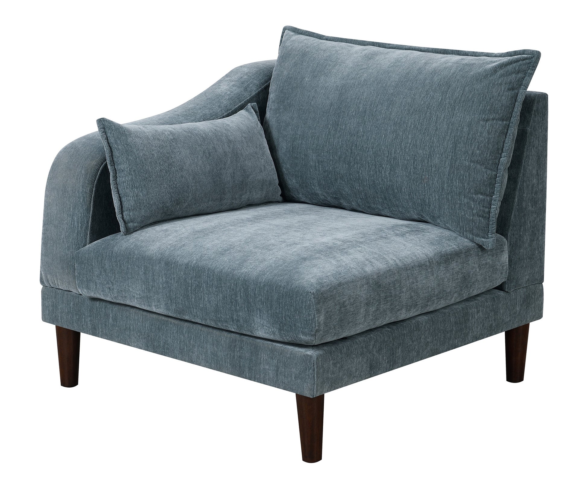 Contemporary 5Pcs Modular Sectional Set One Arm Chairs Armless Chair Ottoman L Shaped Sectional Mineral Morgan Fabric Grayish Primary Living Space Cushion Back Classic,Contemporary,Modern Modular