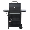 Propane Gas Grill 4 Burner Barbecue Grill, Stainless Steel 34,000 Btu Patio Garden Barbecue Grill With Two Shelves, Lid, Wheels And Bottle Opener Black Iron
