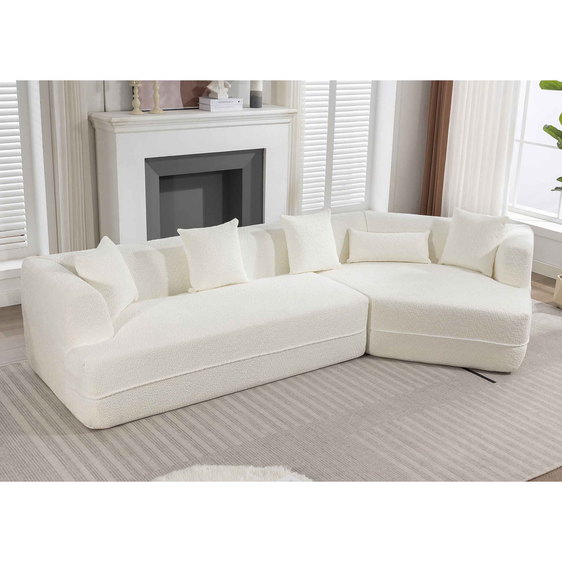And Upgraded Extended Edition Modular Sofamodern Minimalist Style Sofa, Upholsteredfree Combination, Round Fiber Fabric, Anti Wrinkle Fabric,Dimension Exten, Creamy White Creamy White Polyester Primary Living Space Medium Soft Tight Back Modern Flared