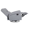 360 Degree Swivel Upholstered Manual Recliner With Trims For Living Room, Grey Gray Wood Primary Living Space Soft Handle Pu