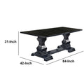 Transitional Style Dining Table With Trestle Base, Antique Black Black Solid Wood