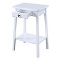 White End Table With Bottom Shelf White Primary Living Space Drawers Rectangular Wood
