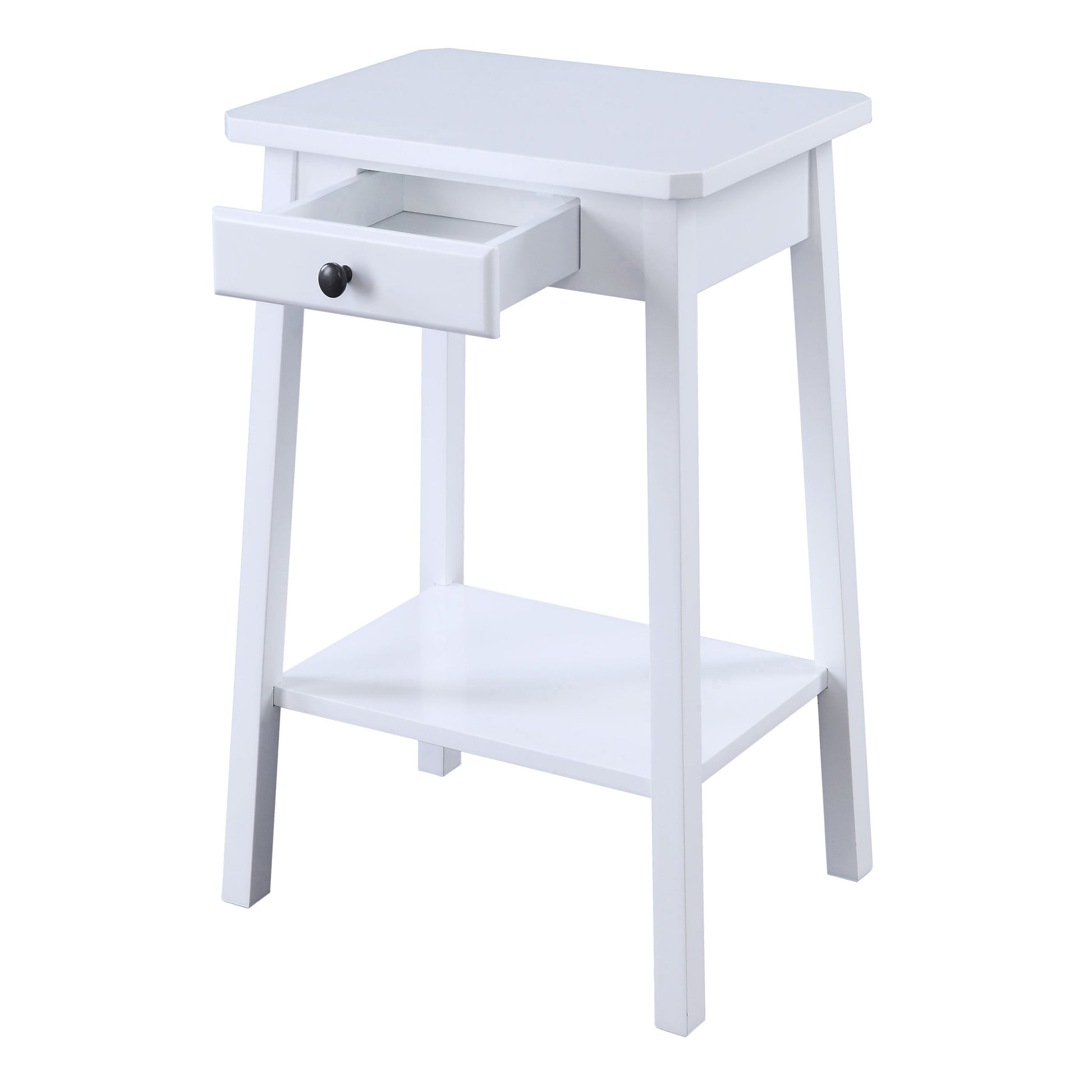 White End Table With Bottom Shelf White Primary Living Space Drawers Rectangular Wood