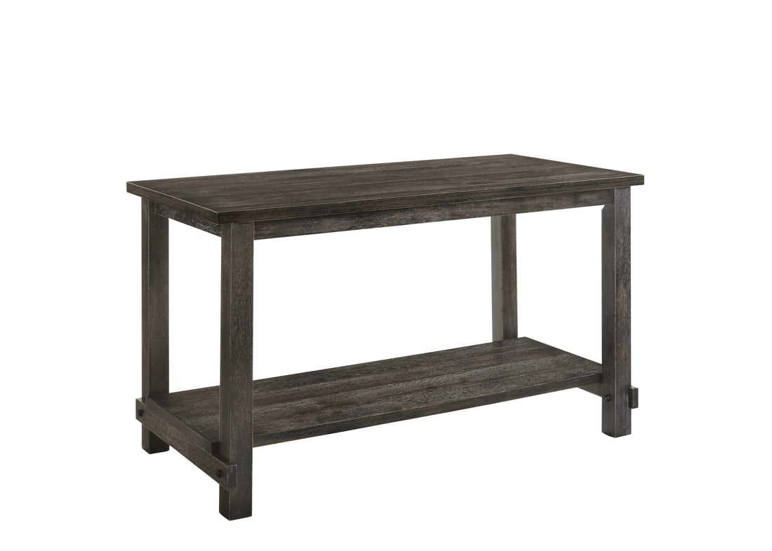 Weathered Grey Counter Height Table With Bottom Shelf Grey Seats 6 Dining Room Rectangular Mdf
