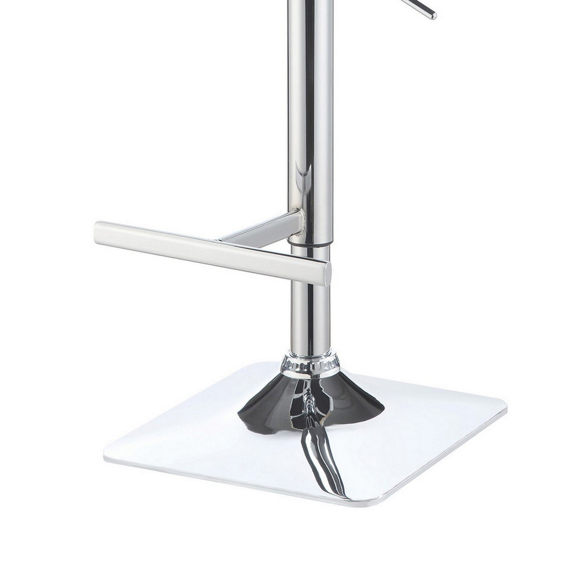 Casual Armless Adjustable Bar Height Stool, Black, Set Of 2 Chrome Metal