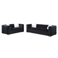 A Modern Channel Sofa Take On A Traditional Chesterfield,Black Color,Seater Black Velvet 2 Seat