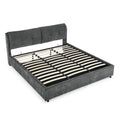 King Size Storage Upholstered Hydraulic Platform Bed With Integrated Headboard, Chenille Fabric, Gray King Gray Bedroom Luxury,Modern Chenille Chenille