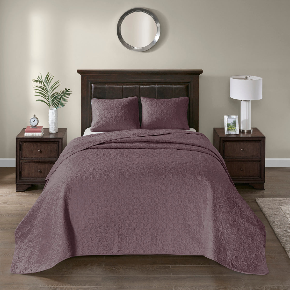 Reversible Bedspread Set Purple Queen Purple Cotton