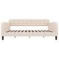 Twin Size Upholstered Tufted Daybed With 4 Support Legs, Beige Box Spring Not Required Twin Beige Wood Bedroom Daybeds Linen Upholstered