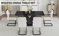 Table And Chair Set, Modern Dining Table, Black Tabletop And Black Mdf Leg Table, Soft And Comfortable Dining Chair, Perfect For Dinner, Meetings, Home And Office Decor White Black Mdf