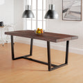 Modern Distressed Solid Wood And Metal Open Frame Dining Table Mahogany Mahogany Pine