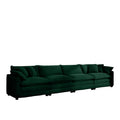 Corduroy Sofamodern Upholstered 4 Seater Corduroy Fabric Sofaoffice Living Room Apartment Comfortable Sofa, Easy To Assemble With 2 Arm Pillows And 4 Throw Pillows Green Corduroy 4 Seat