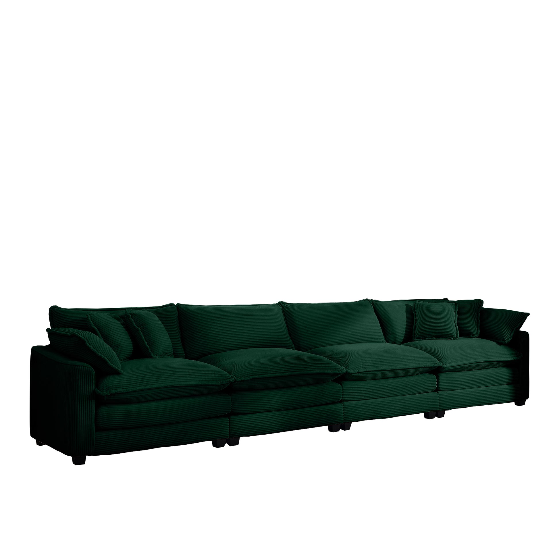 Corduroy Sofamodern Upholstered 4 Seater Corduroy Fabric Sofaoffice Living Room Apartment Comfortable Sofa, Easy To Assemble With 2 Arm Pillows And 4 Throw Pillows Green Corduroy 4 Seat