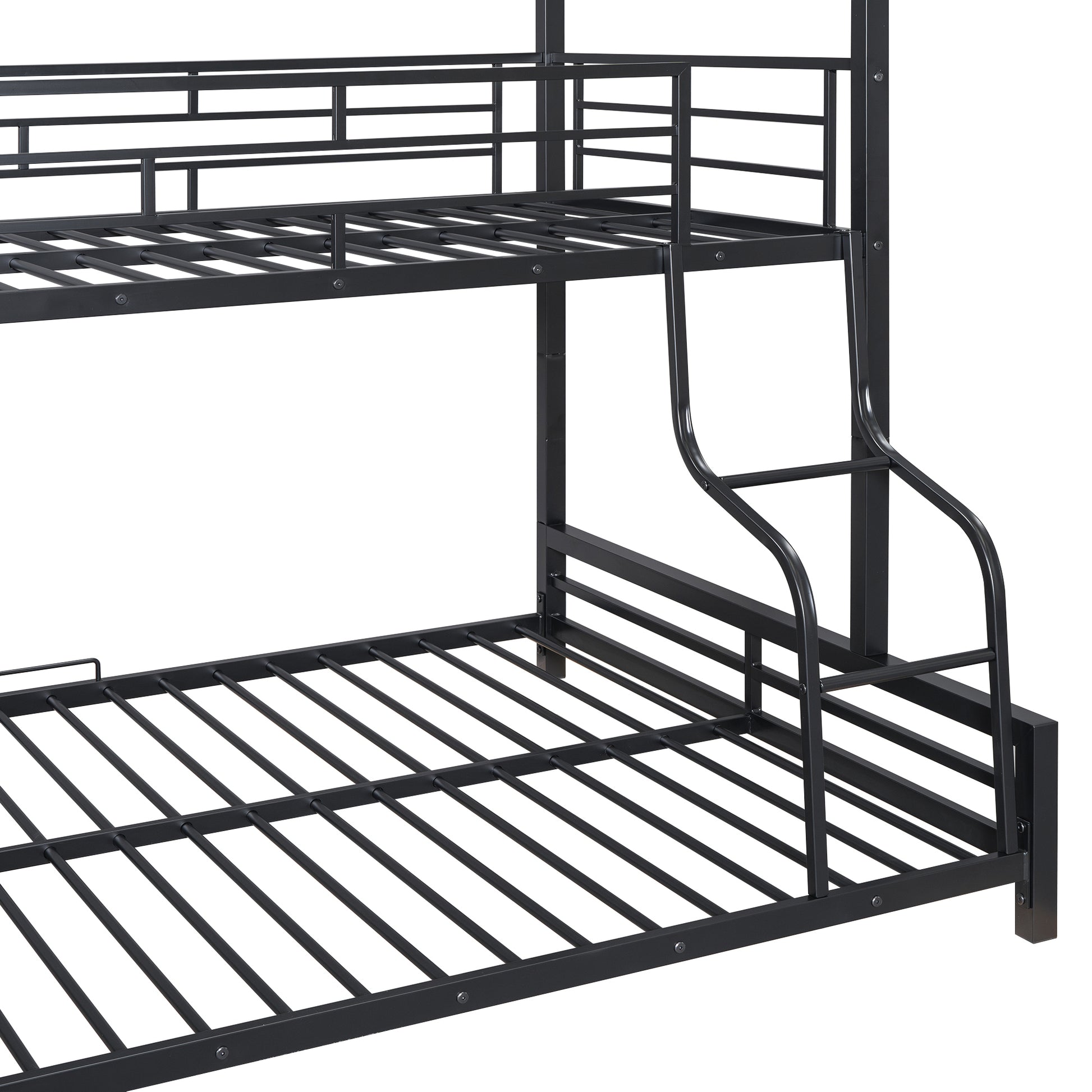 Metal House Bunk Bed, Twin Over Full, Black Full Black Metal