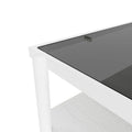 Rectangle Coffee Table With Gray Tempered Glass Top And White Legs, Modern Table For Living Room Gray Tempered Glass