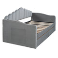 Twin Size Upholstered Daybed With 2 Drawers ,Velvet Sofabed With Usb Charging Ports,No Box Spring Needed,Gray Twin Gray Velvet