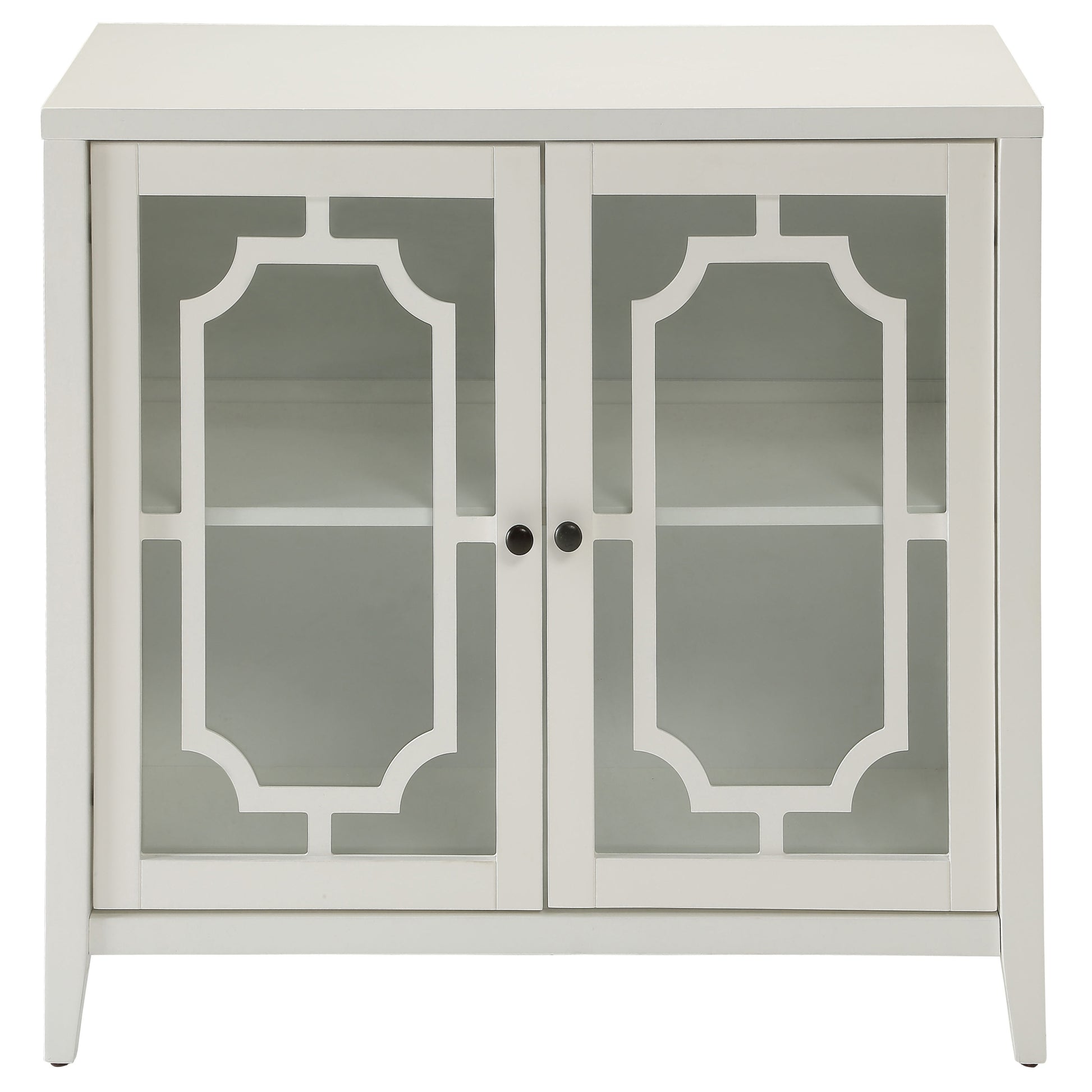 White Console Table With 2 Doors White Primary Living Space Shelves Rectangular Wood Glass